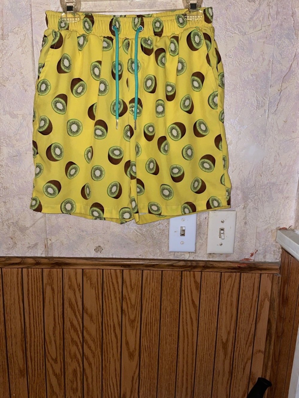 Yellow,green & brown Norman kiwi swim trunks (s)